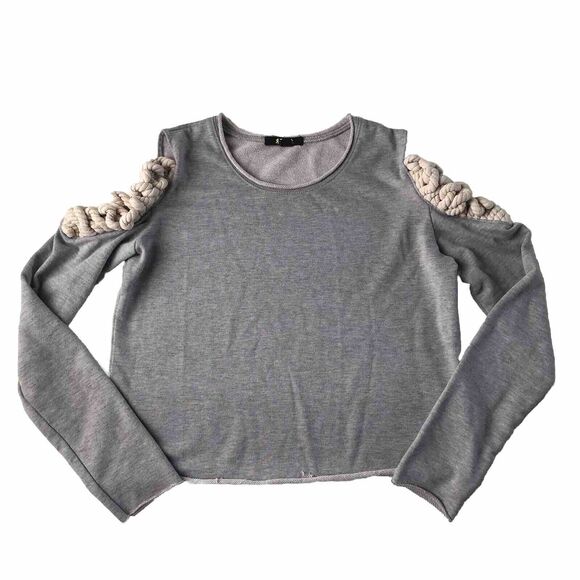 Rehab Shoulder  Cutout Twisted Rope Sweatshirt Medium - Picture 1 of 13